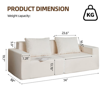 No Installation&amp;Convertible Living room foam sofa chair Loveseat Twin Size with Armrests Removable and Machine Washable Cover