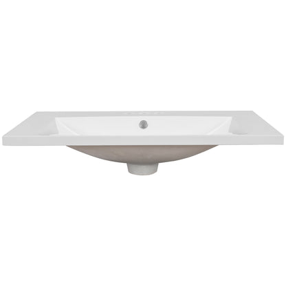30" Single Bathroom Vanity Top with White Basin  3-Faucet Holes  Ceramic White