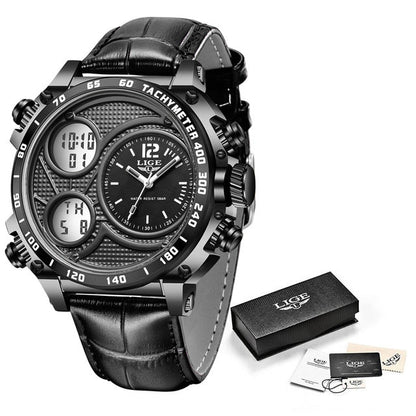 Lige Business Electronic Watch Dual Display Multi Function Low Cost Watch Men&