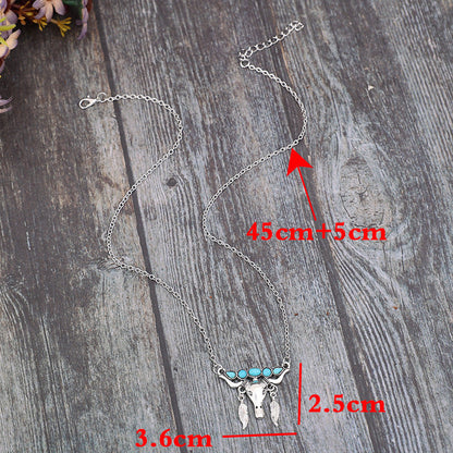 Artificial Turquoise Cow Shape Necklace