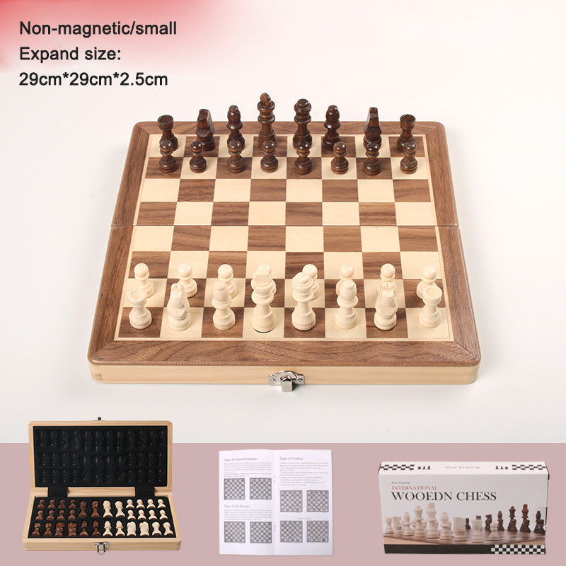 Magnetic Chess Folding Solid Wood Double Queen Set Chessboard Adult Board Game Children&