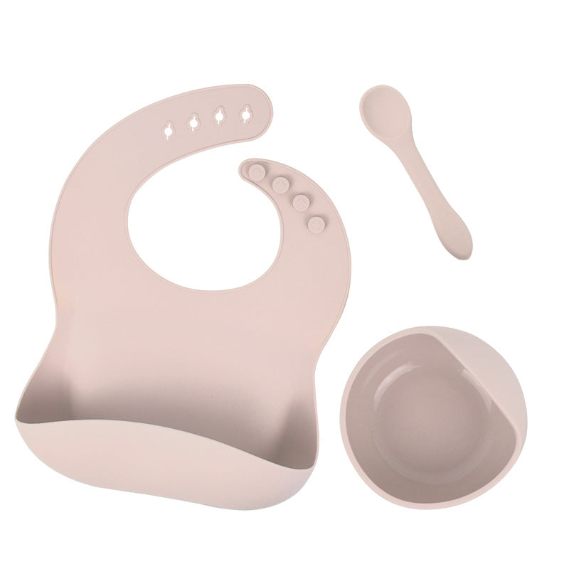Silicone tableware set baby saliva pocket complementary food bowl children&