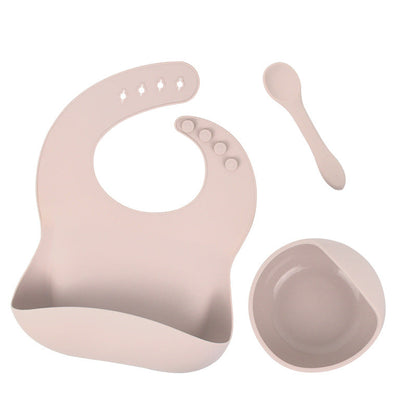 Silicone tableware set baby saliva pocket complementary food bowl children&