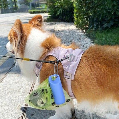 Silicone dog poop bag holder with dispenser, portable, hanging ring &amp; storage case
