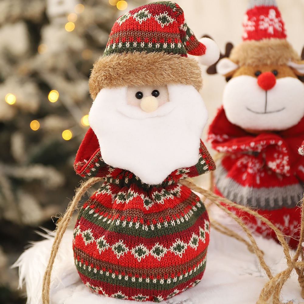 New 3D Knitted Fabric Doll Apple Bag Christmas Decorations Children&