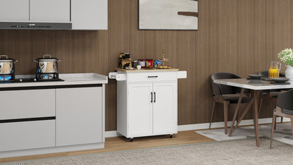 Kitchen island rolling trolley cart with 1 drawer &amp; 2 doors with storage racks &amp; Adjustable Shelves &amp; towel rack