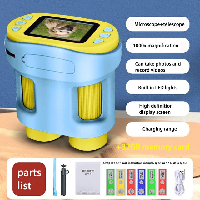 Handheld portable with screen can take photos microscope children&