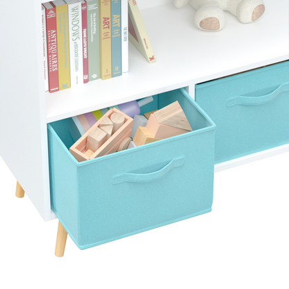 Kids bookcase with Collapsible Fabric Drawers Children&