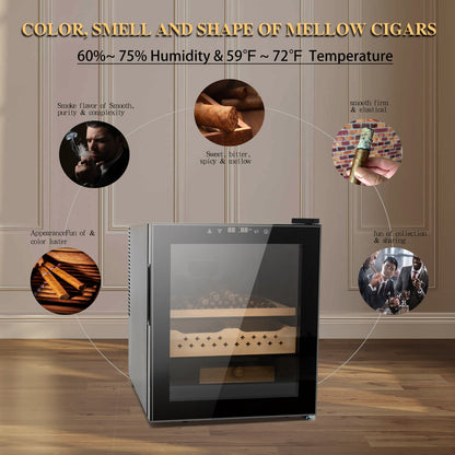 50L Cigar Humidors with 3-IN-1 Cooling, Heating &amp; Humidity Control, 250 Counts Capacity Cigar Humidor Humidifiers with Constant Temperature Controller