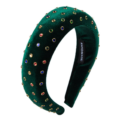 Thickened Sponge Gold Velvet Cloth Headband Female Ins Style Bag Cloth Wide-Brimmed Headband Catwalk Hair Accessories
