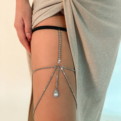 Lolita lace sexy leg ring body chain spicy girl beach fringe rhinestone thigh chain