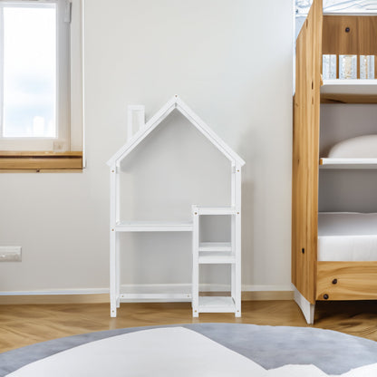 House-shaped Wooden writing Desk,Kids study Table,Bookshelf &amp; Toy Storage,White