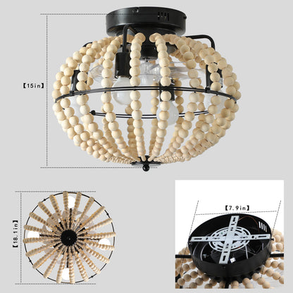 Beaded Wood Chandelier Fan
