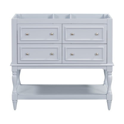 36" Bathroom Vanity Cabinet without Sink Standing Vanity Set with 4 Drawers&amp; Soft Closing Doors Blue (NOT INCLUDE BASIN SINK)