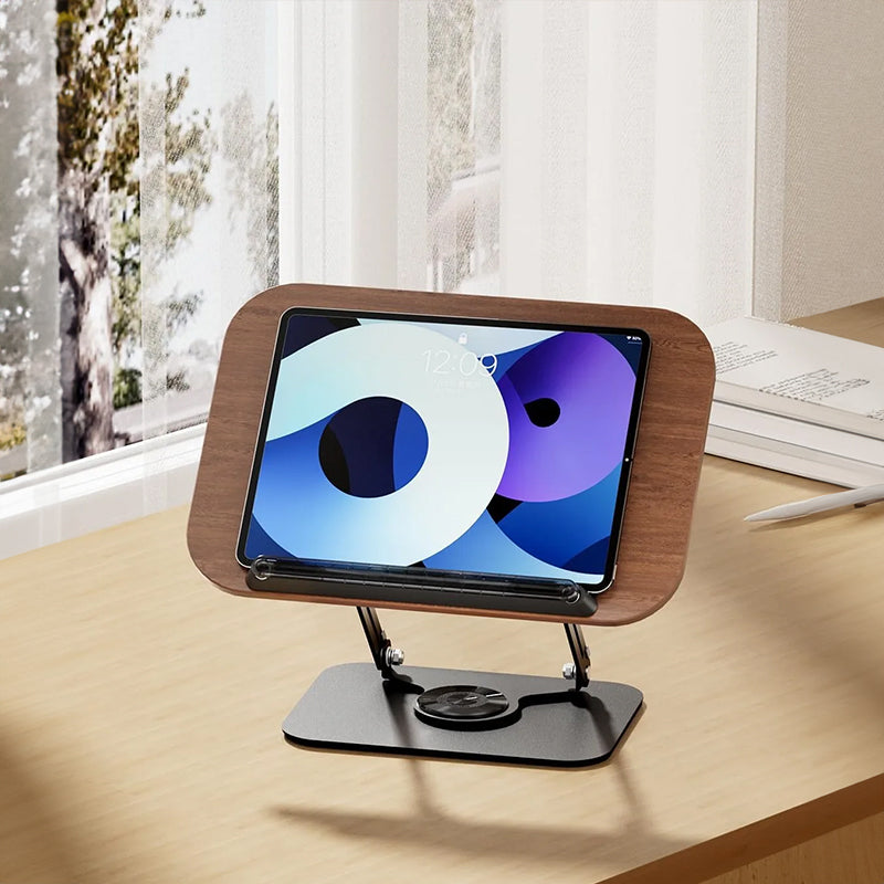 Adjustable 360° Rotating Book Stand with Elastic Clips, for Cookbooks, Laptops &amp; More