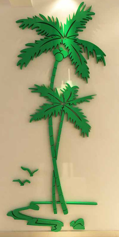 3D Coconut Tree Acrylic Mirror Wall Sticker For Children&