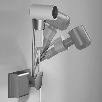 Punch-Free Hair Dryer Rack Wall-Mounted Hand-Held Rotating Lazy Bracket Bathroom