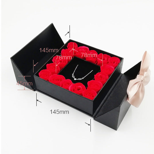 Double door 16 roses eternal flower gift box holiday necklace ring bracelet Valentine&