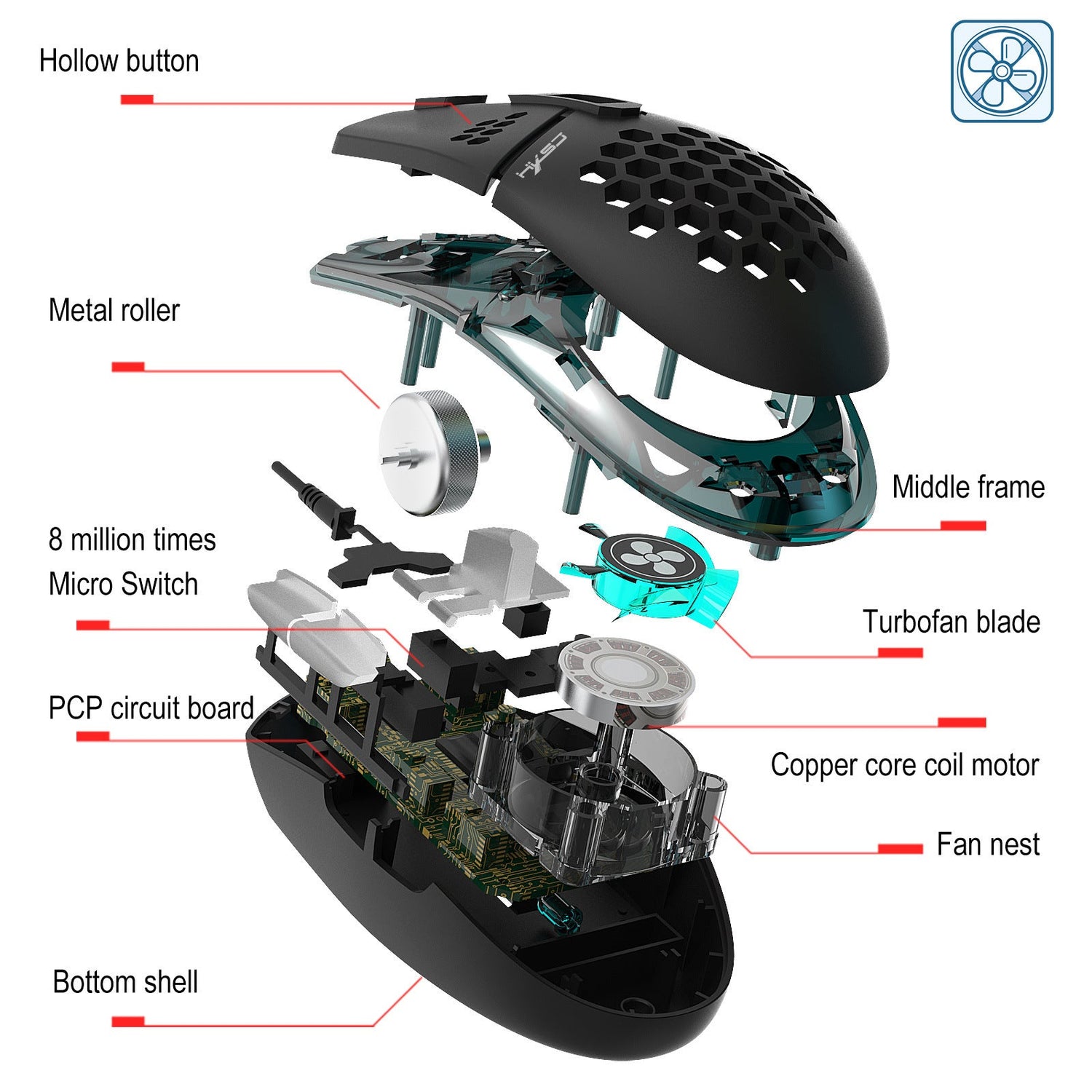 J400 Wired Gaming Mouse 8000DPI