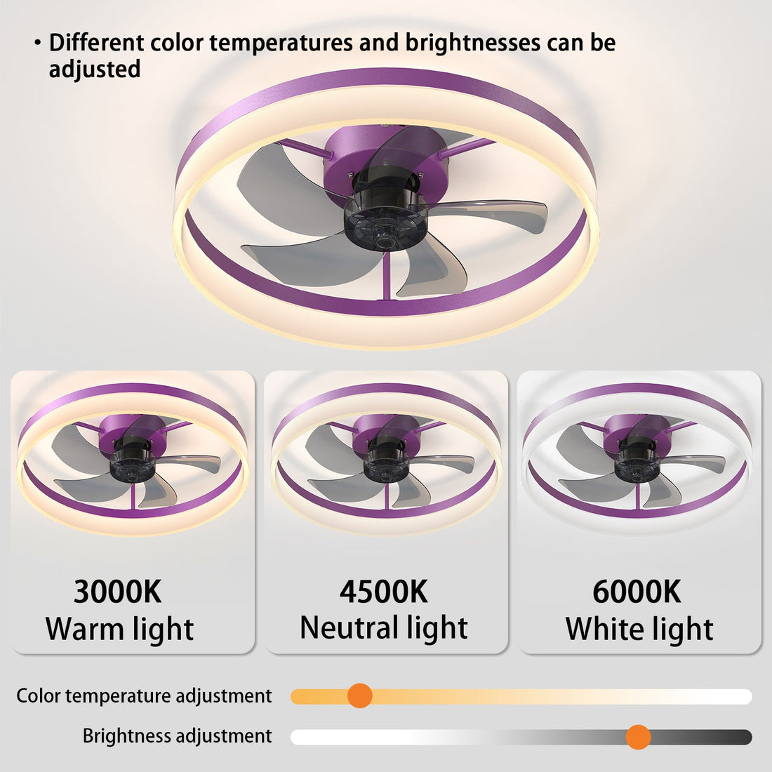 Purple Dimmable LED Ceiling Fan