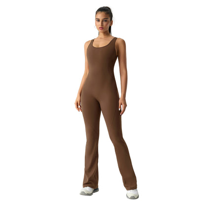 Horn yoga jumpsuit beautiful back elastic body shaping fitness suit tight fitting vest sportswear for women