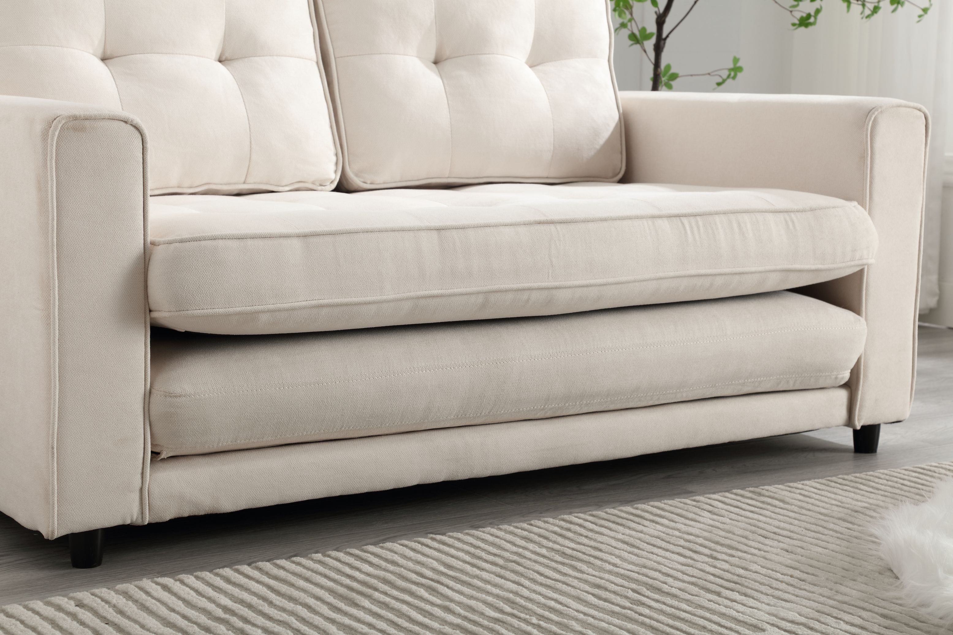 3 Fold Sofa Convertible Futon Couch sleeper sofabed Space saving loveseat Dark Gray &amp; Light Gray &amp; Beige