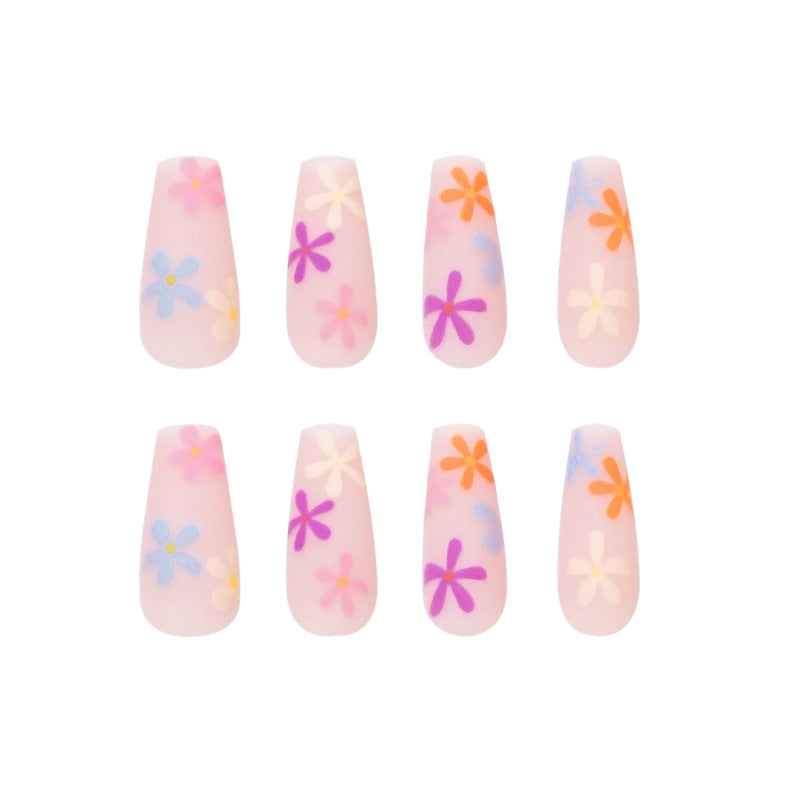 Pastoral Series Rainbow Sunflower Wearing Nail Enhancement Finished Products Fake Nail Enhancement Patch Nail Patch Removable Nail Patch