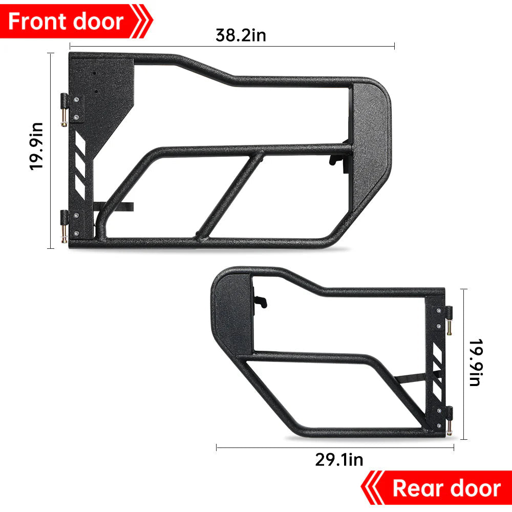 Jeep Tube Doors for Wrangler JL &amp; Gladiator JT (2018-2024) - 4-Pc Set w/Mirrors