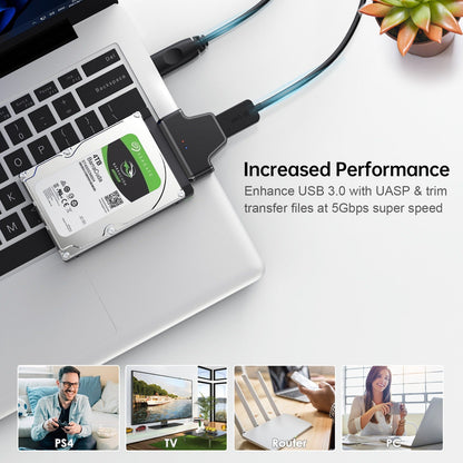 USB 3.0 to SATA Easy Drive Cable 7+15 Laptop Hard Drive Adapter