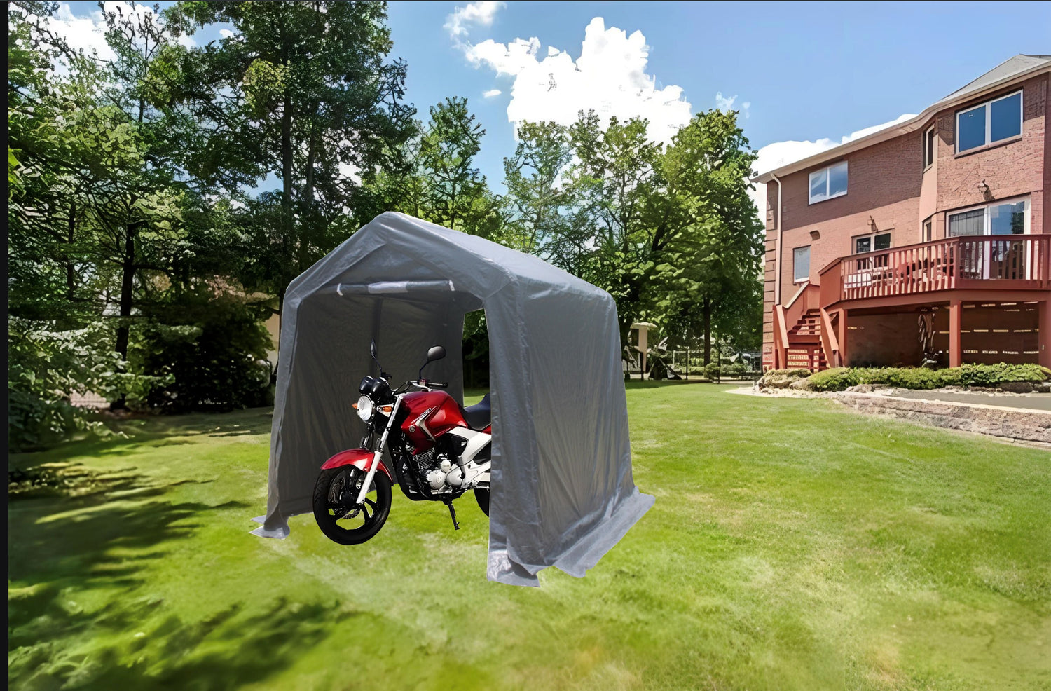 7x8 ft Outdoor Portable Gazebo Storage Shelter Shed with 2 Roll up Zipper Doors &amp; Vents Carport
