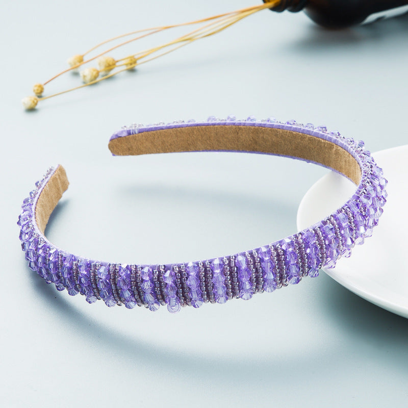 Hair Hoop Hand-Woven Beaded Headband Female Baroque Sponge Hair Bundle Korean Face Wash Hair Accessories