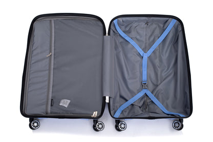 Hardshell Suitcase Spinner Wheels PP Luggage Sets Lightweight Durable Suitcase ,3-Piece Set (20/24/28) ,Purplish Blue