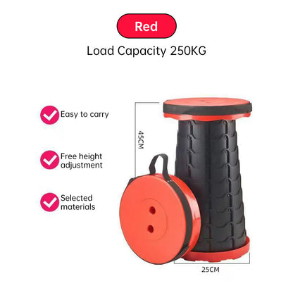 400lbs Capacity Heavy - Duty Folding Stool. Collapsible, Telescoping, Portable. Ideal for Camping &amp; Fishing.