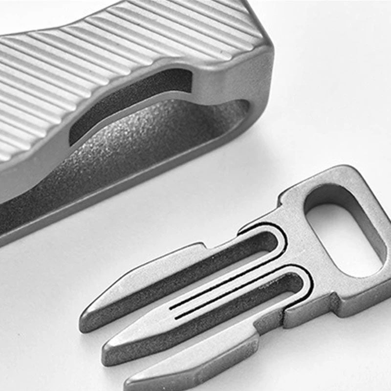Titanium Waist Belt Buckle &amp; Keychain. Portable EDC Outdoor Tool