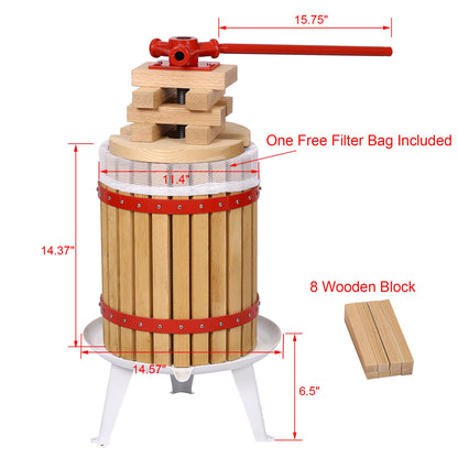 Fruit Wine Press and Crusher and Filter Bag,100% Nature Apple&amp;Grape&amp;Berries Crusher Manual Juice Maker for Kitchen