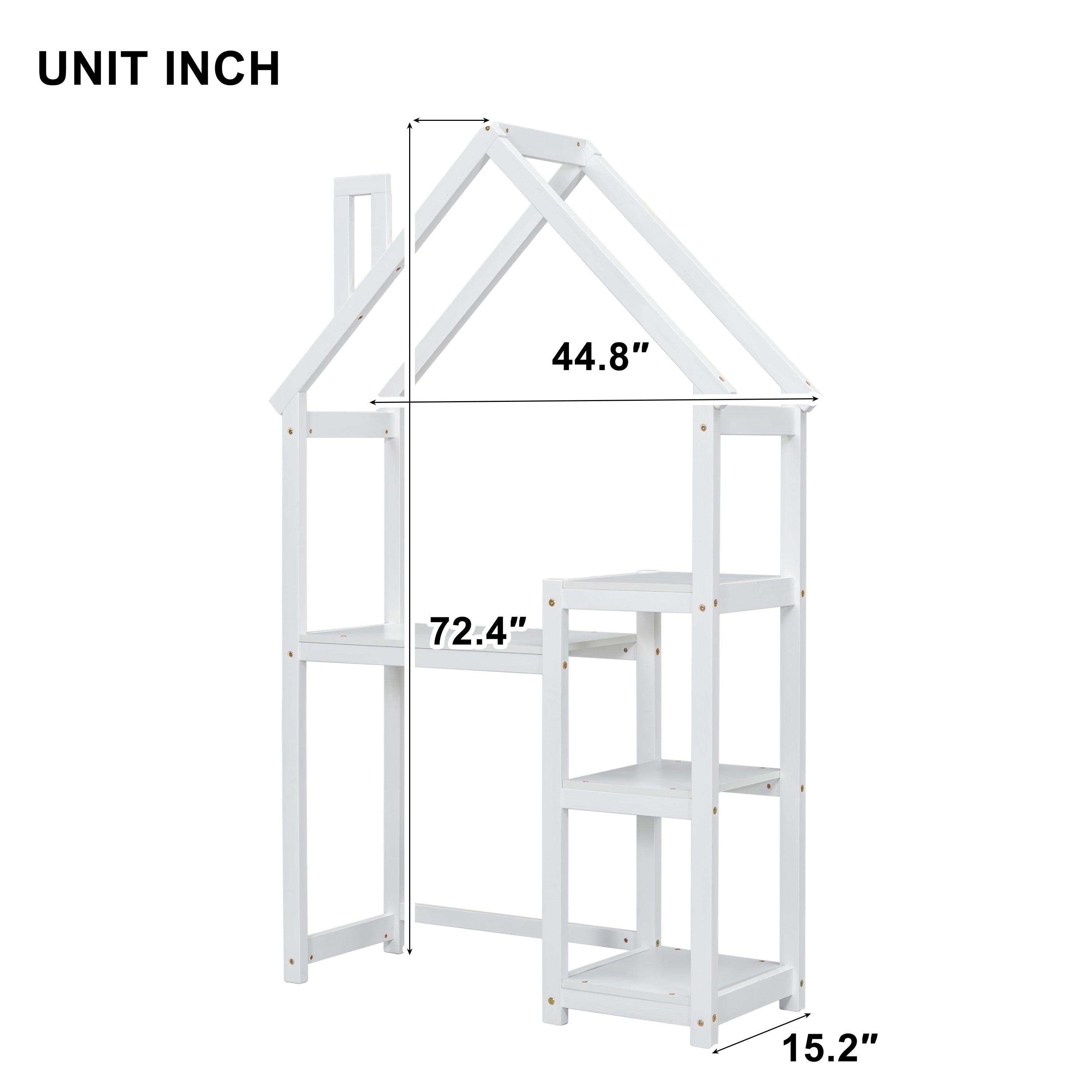 House-shaped Wooden writing Desk,Kids study Table,Bookshelf &amp; Toy Storage,White