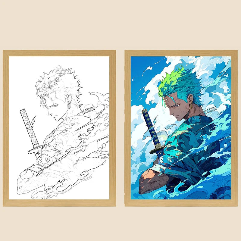 One Piece Creative Photo Frame Night Light Toy Anime Character Luffy Zoro Night Light Bedside Decoration Painting Christmas Gift
