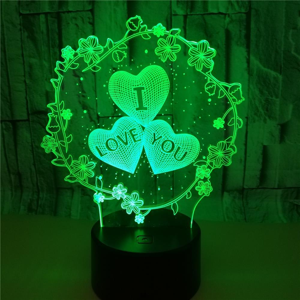 3D Lamp Pattern I LOVE YOU Valentine&