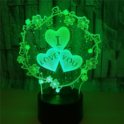 3D Lamp Pattern I LOVE YOU Valentine&