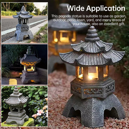 Solar-Powered Zen Garden Decor: Pagoda Lanterns &amp; Statues