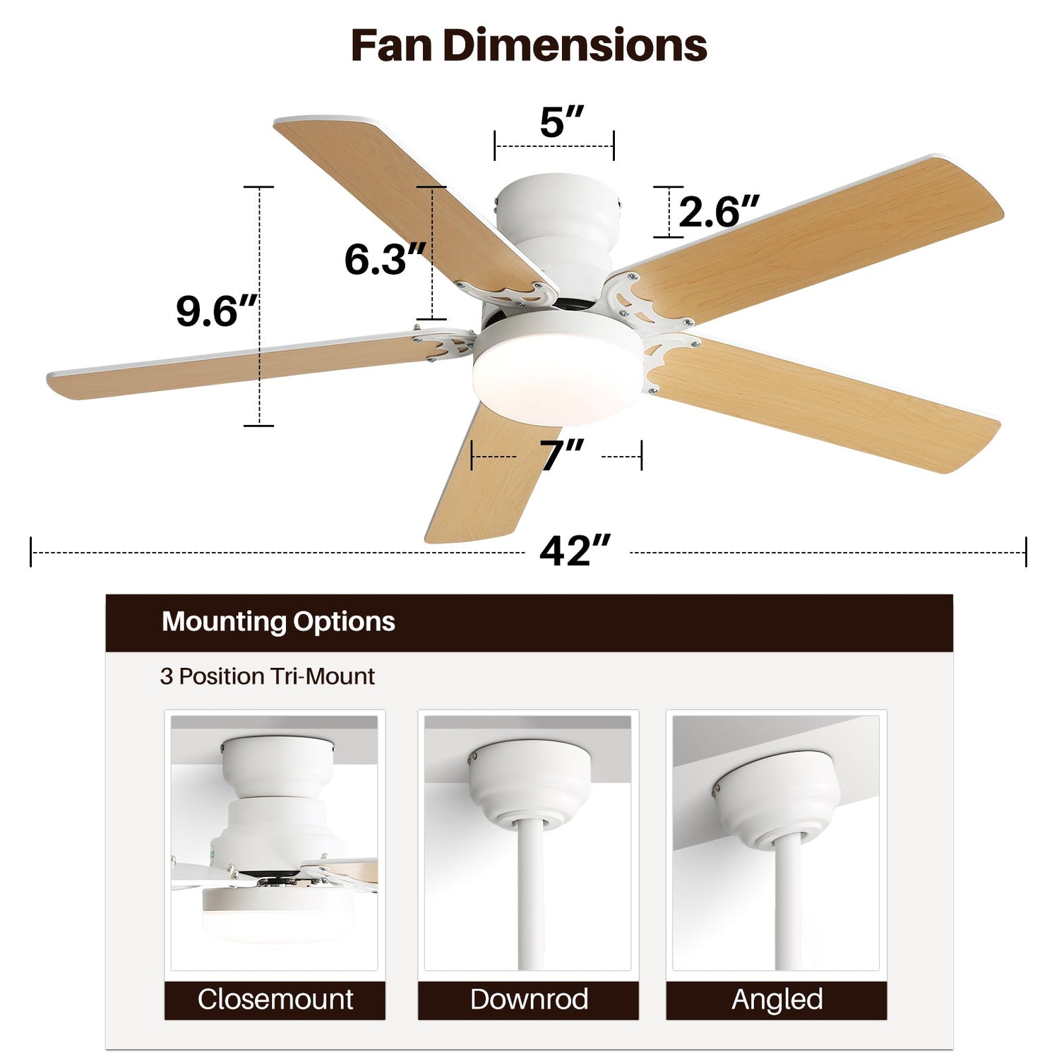 42-Inch Dimmable Ceiling Fan