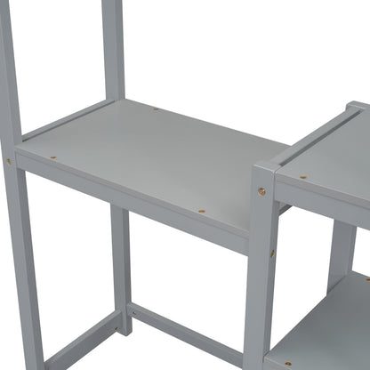 House-shaped Wooden writing Desk,Kids study Table,Bookshelf &amp; Toy Storage,Grey