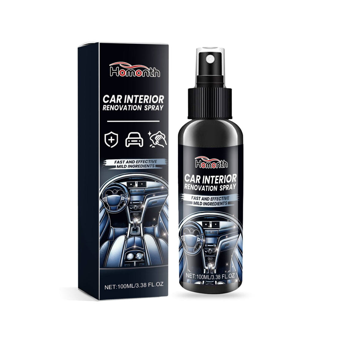 Car Interior Renovation Spray, Seat Interior Instrument Panel Cleaning Decontamination Maintenance Refurbishing Care Agent