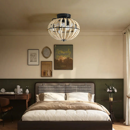 Beaded Wood Chandelier Fan