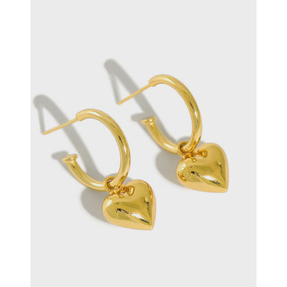 Simple temperament love heart-shaped pendant earrings women&