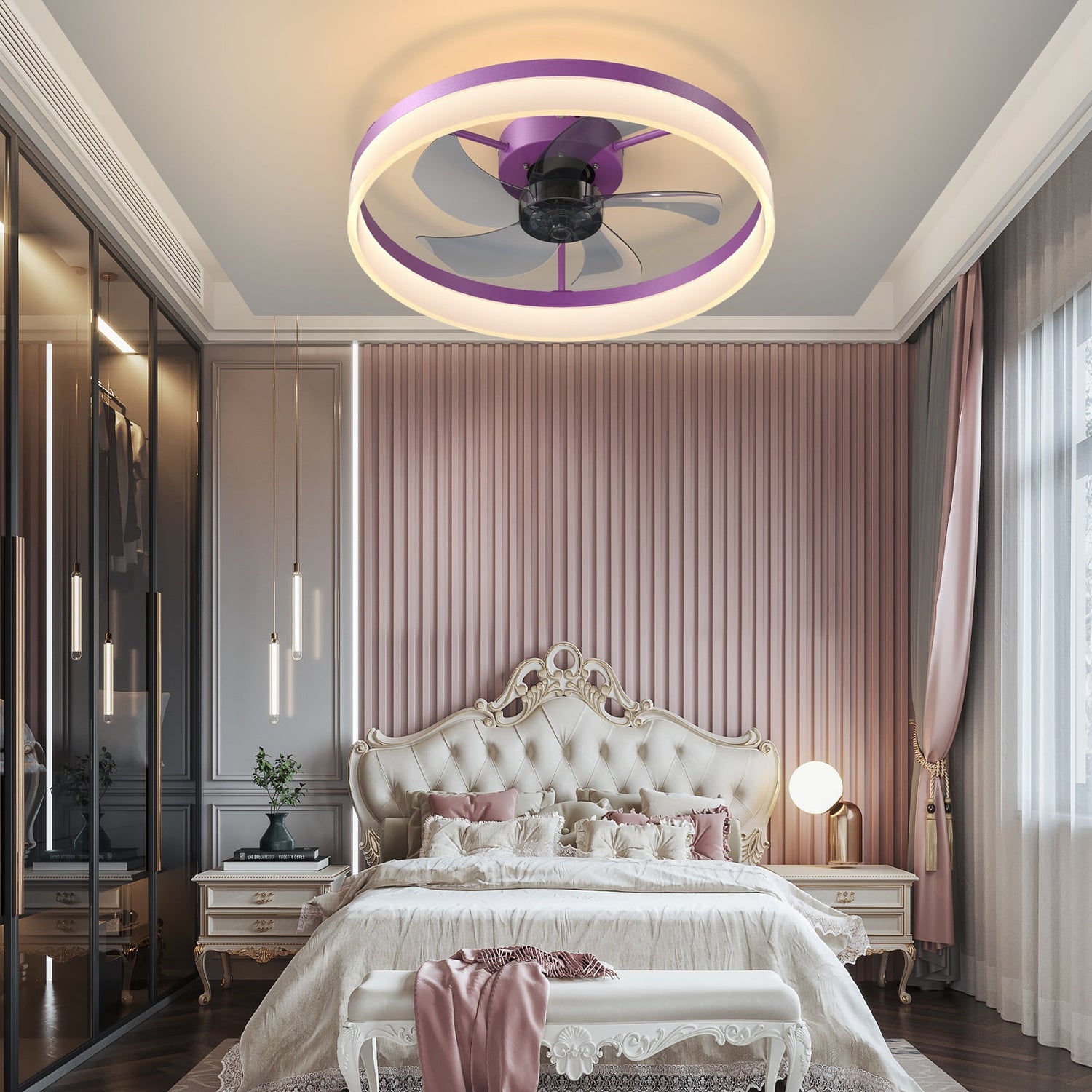 Purple Dimmable LED Ceiling Fan