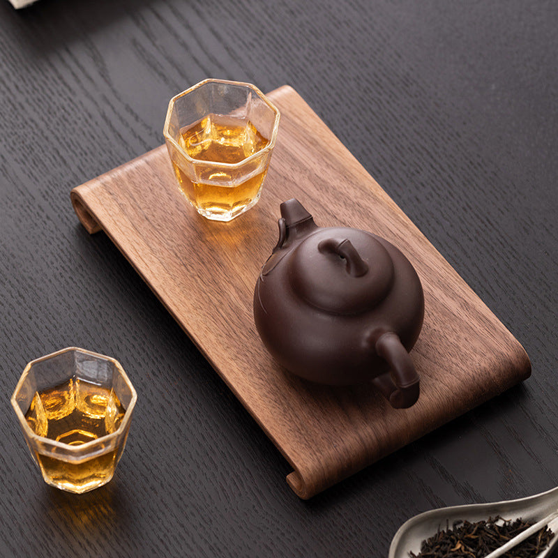 Retro - style Walnut Tea Tray, Wooden Soap - scented Candle Holder, Household Grocery Desktop Storage Box &amp; Decorative Plate