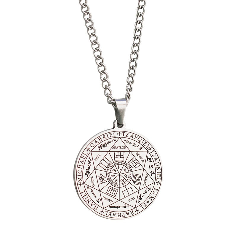 Stainless Steel Necklace Jewelry Seven Angels Magic Circle Pendant DIY Accessories Men&