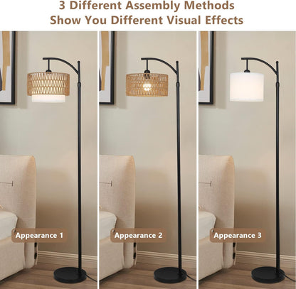 Arc Floor Lamp for Living Room with 3 Color Temperatures, Farmhouse Floor Lamps with Remote &amp; Dimmable Bulb Office