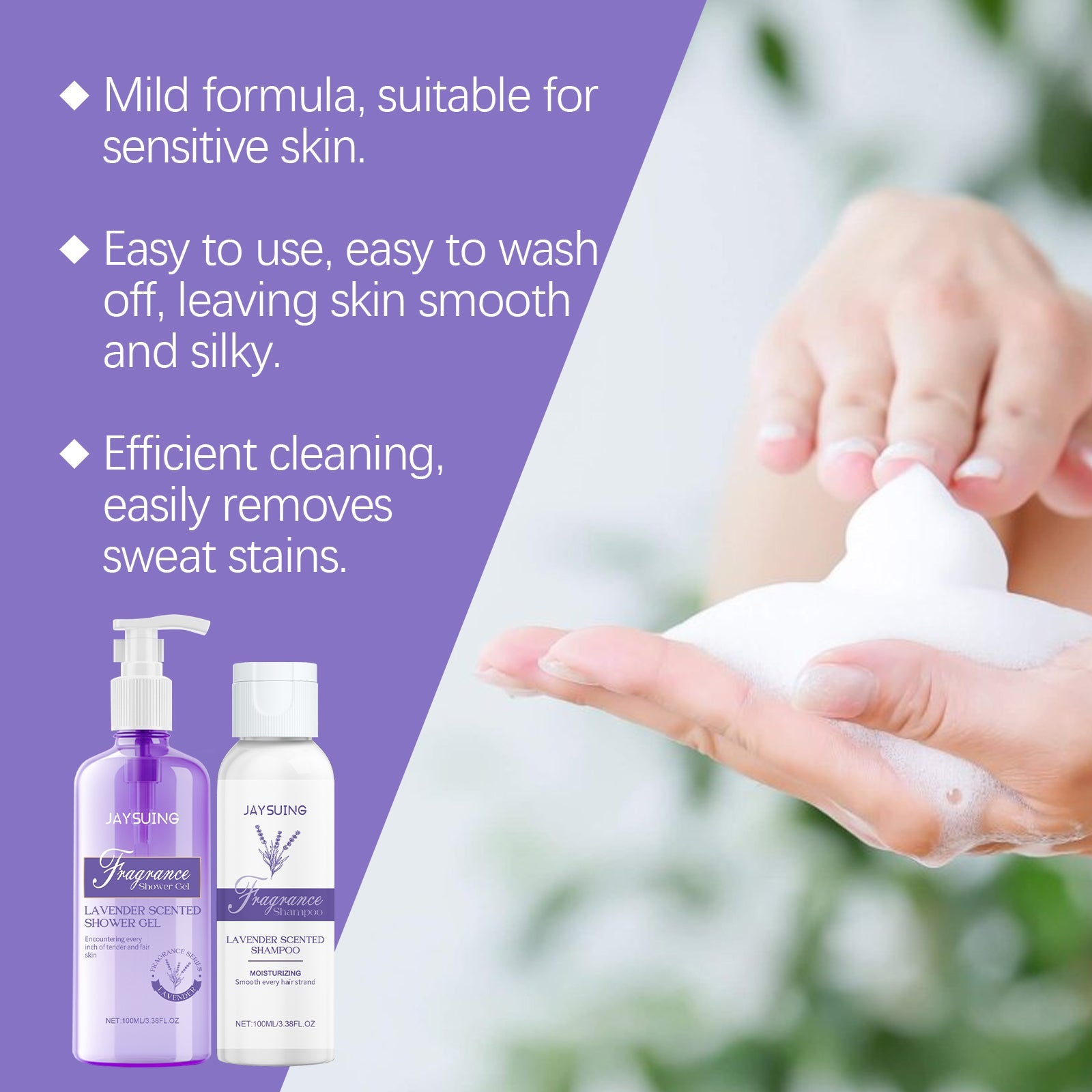 Lavender Shampoo &amp; Shower Set Gently Cleans And Moisturizes Body, Skin And Scalp